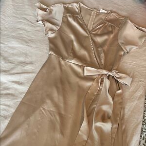 Altar'd State Satin Midi Dress in Champagne